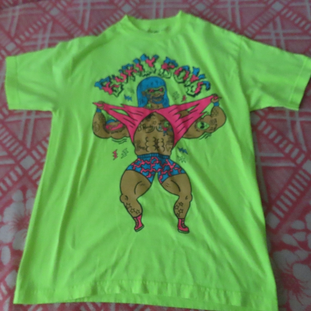 Rare RIFF RAFF Burly Boys Tee M raptee neon green